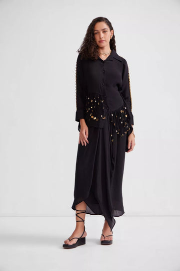 High-Low tying shirt set