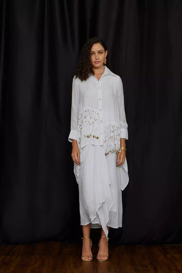 High-Low tying shirt set