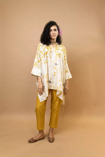 Marigold and rose petals kaftan top