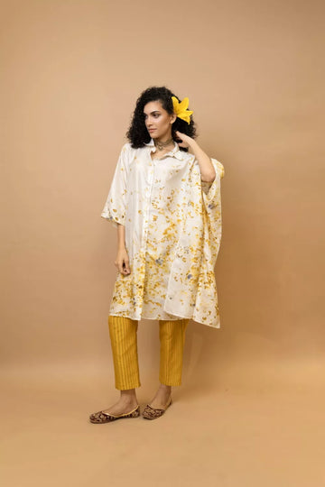 Marigold and rose petalsone shoulder shirt tunic