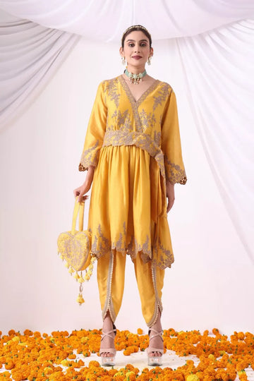 Mustard Dhoti with Paplum Shirt
