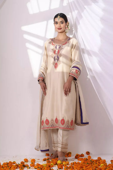 Offwhite Long Kurta with Palazo Set