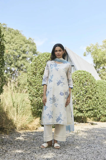 Pearl Applique embroidered kurta set