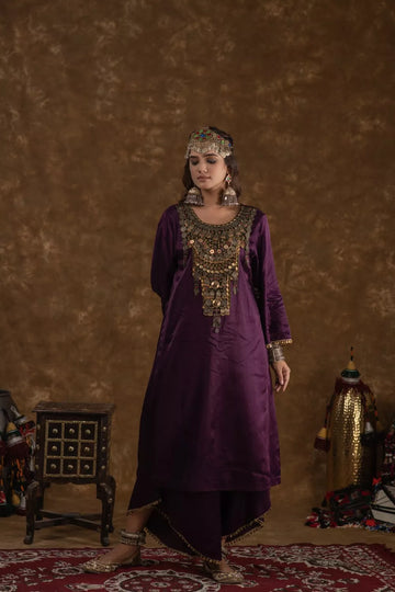 Shaira Purple and Olive Green 3 pc set