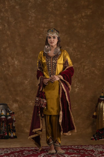 Rubina Mustard and Maroon 3pc set