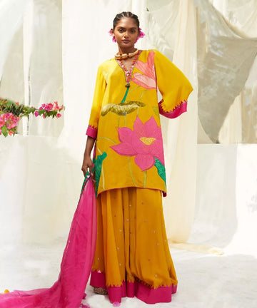 Yellow Sharara set