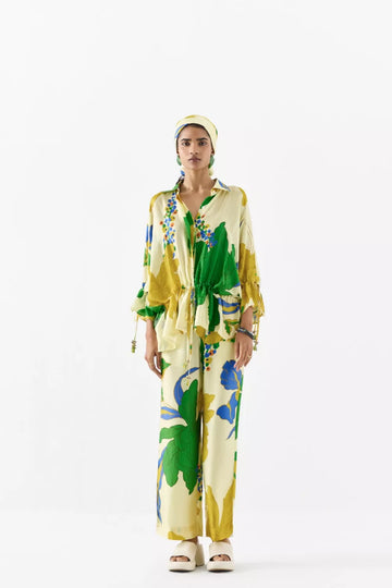 Yellow Rose Drawstring Shirt And Trousers