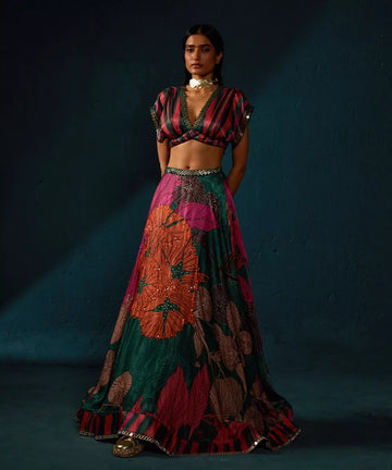 Bottle Green Lehenga Set