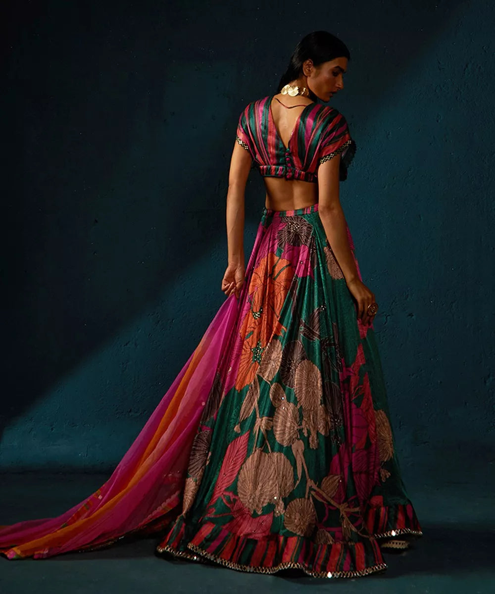 Bottle Green Lehenga Set