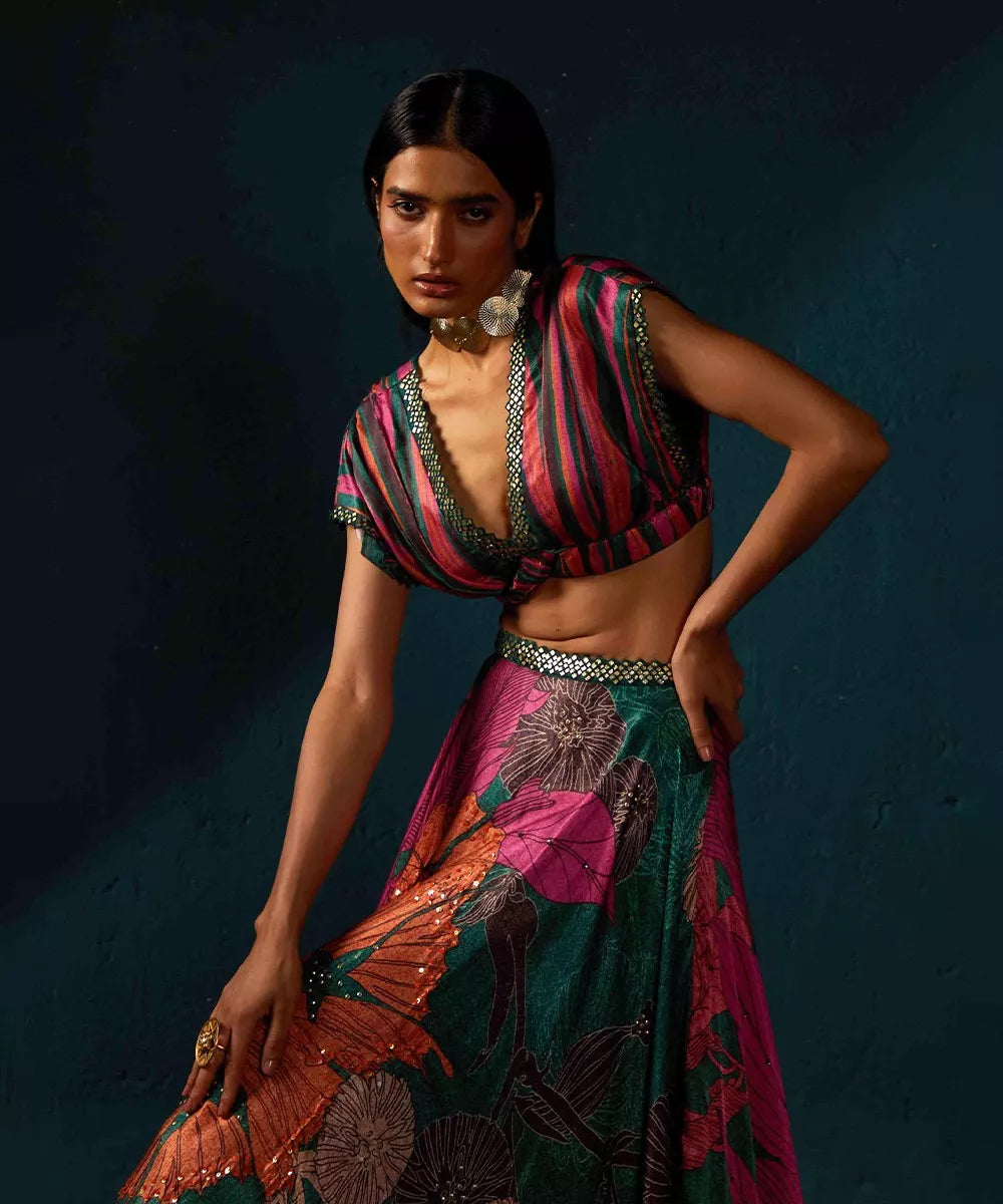 Bottle Green Lehenga Set