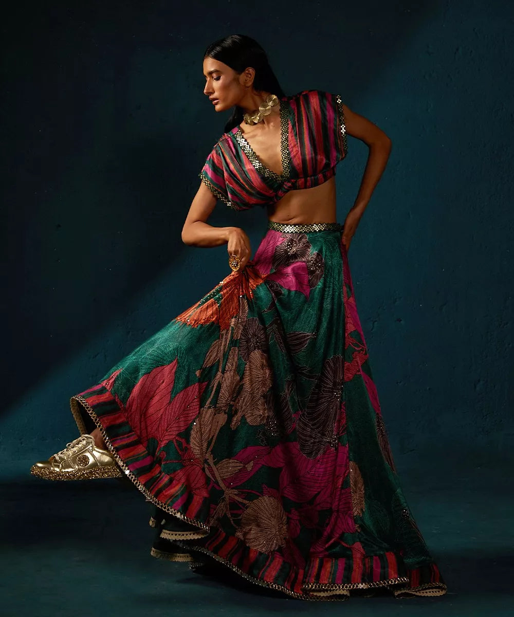 Bottle Green Lehenga Set