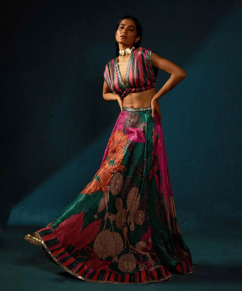 Bottle Green Lehenga Set