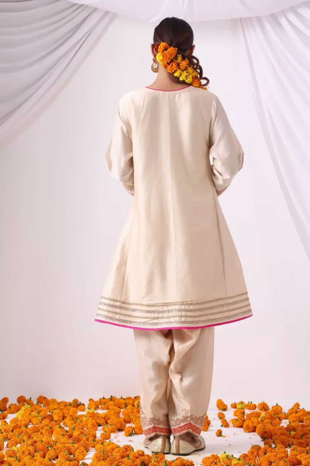 Beige Kalidar Choga with Salwar