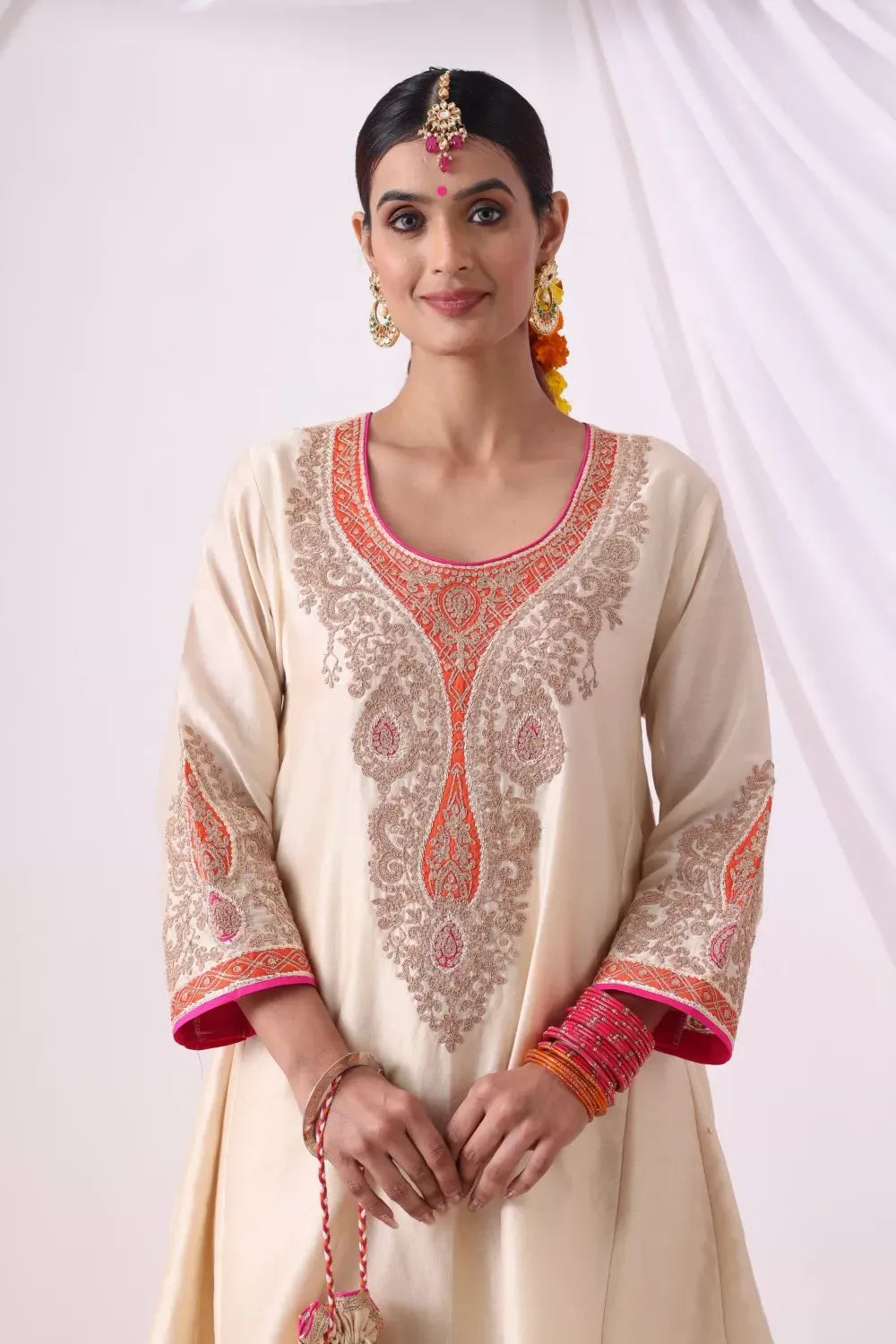 Beige Kalidar Choga with Salwar