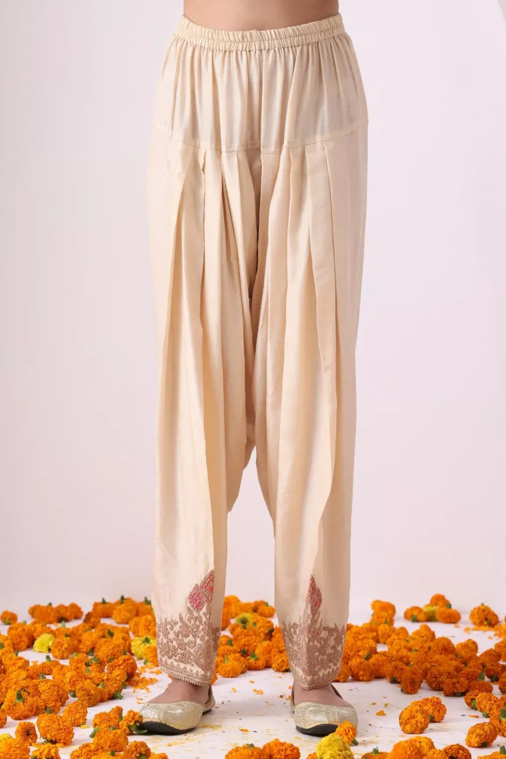 Beige Long Kalidar Choga with Salwar