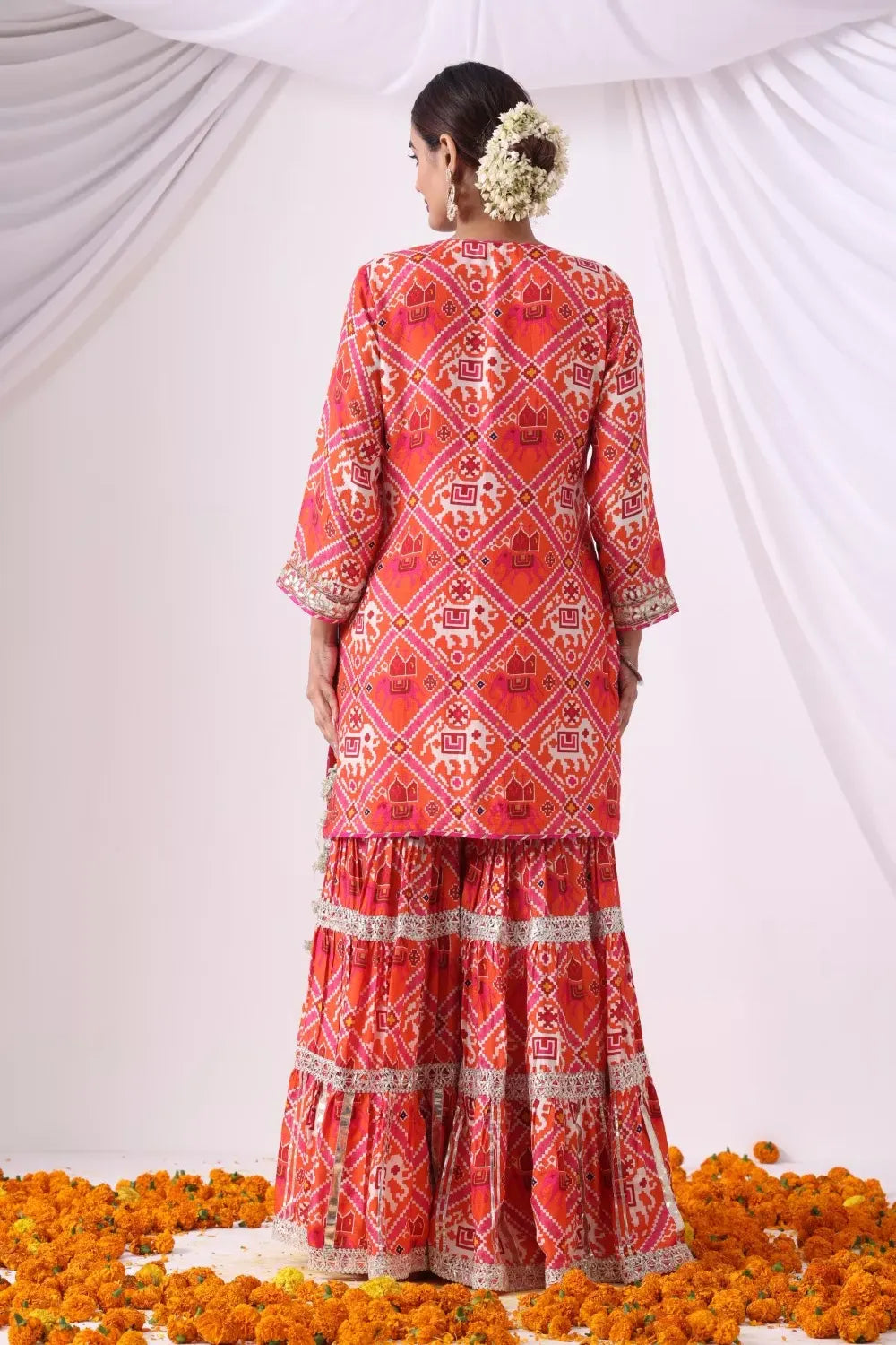 Digital Printed Short Kurta with Gharara Set