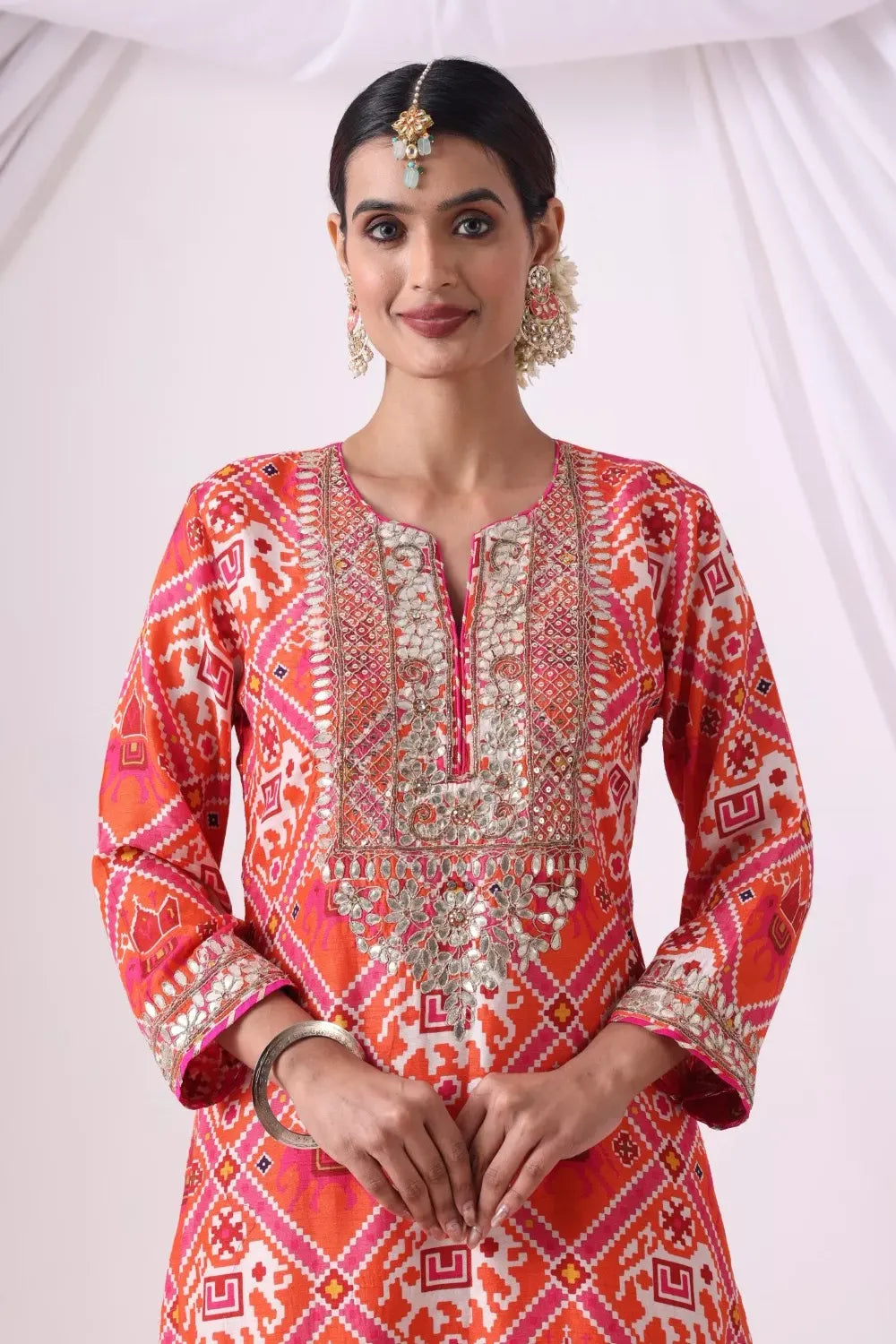 Digital Printed Short Kurta with Gharara Set