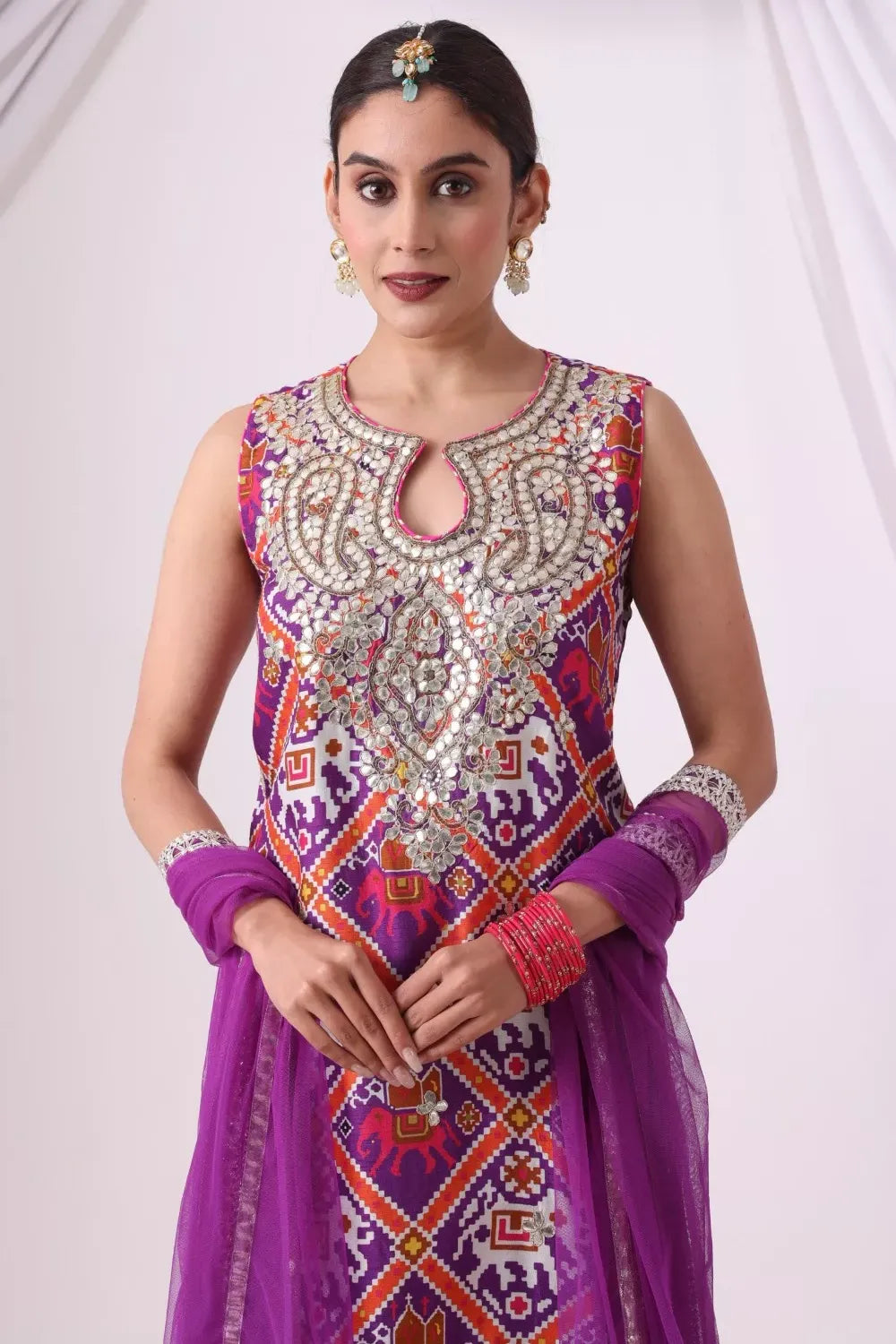 Digital Printed Short Kurta with Gharara Set