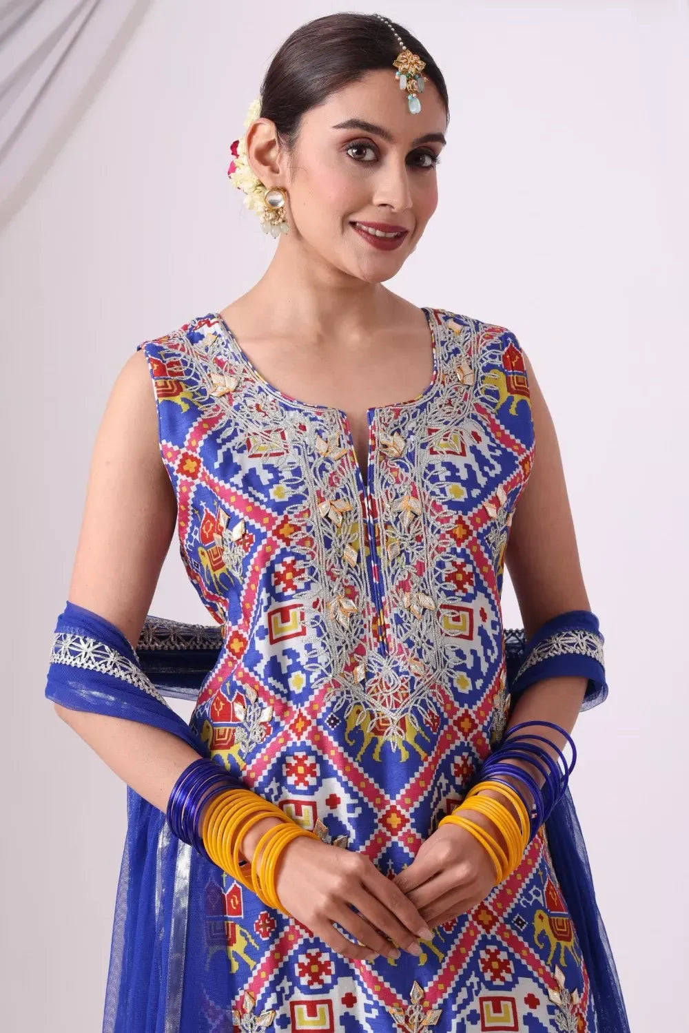 Digital Printed Short Kurta with Gharara Set