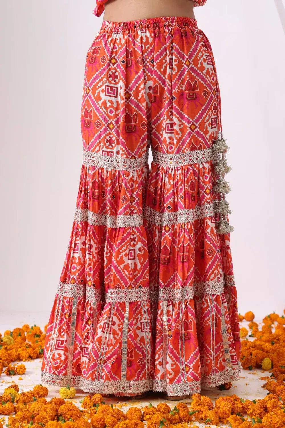 Digital Printed Short Kurta with Gharara Set