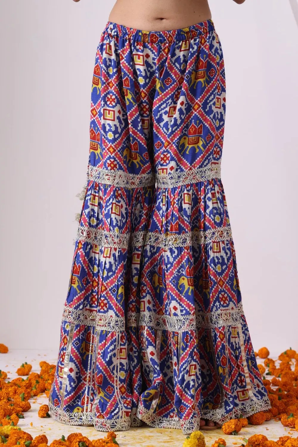 Digital Printed Short Kurta with Gharara Set