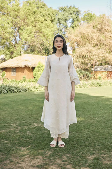 Ecru embroidered co-ord set