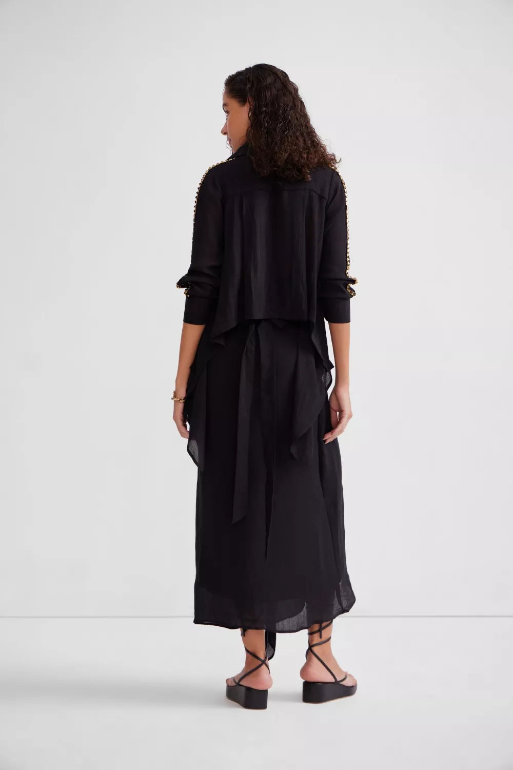 High-Low tying shirt set