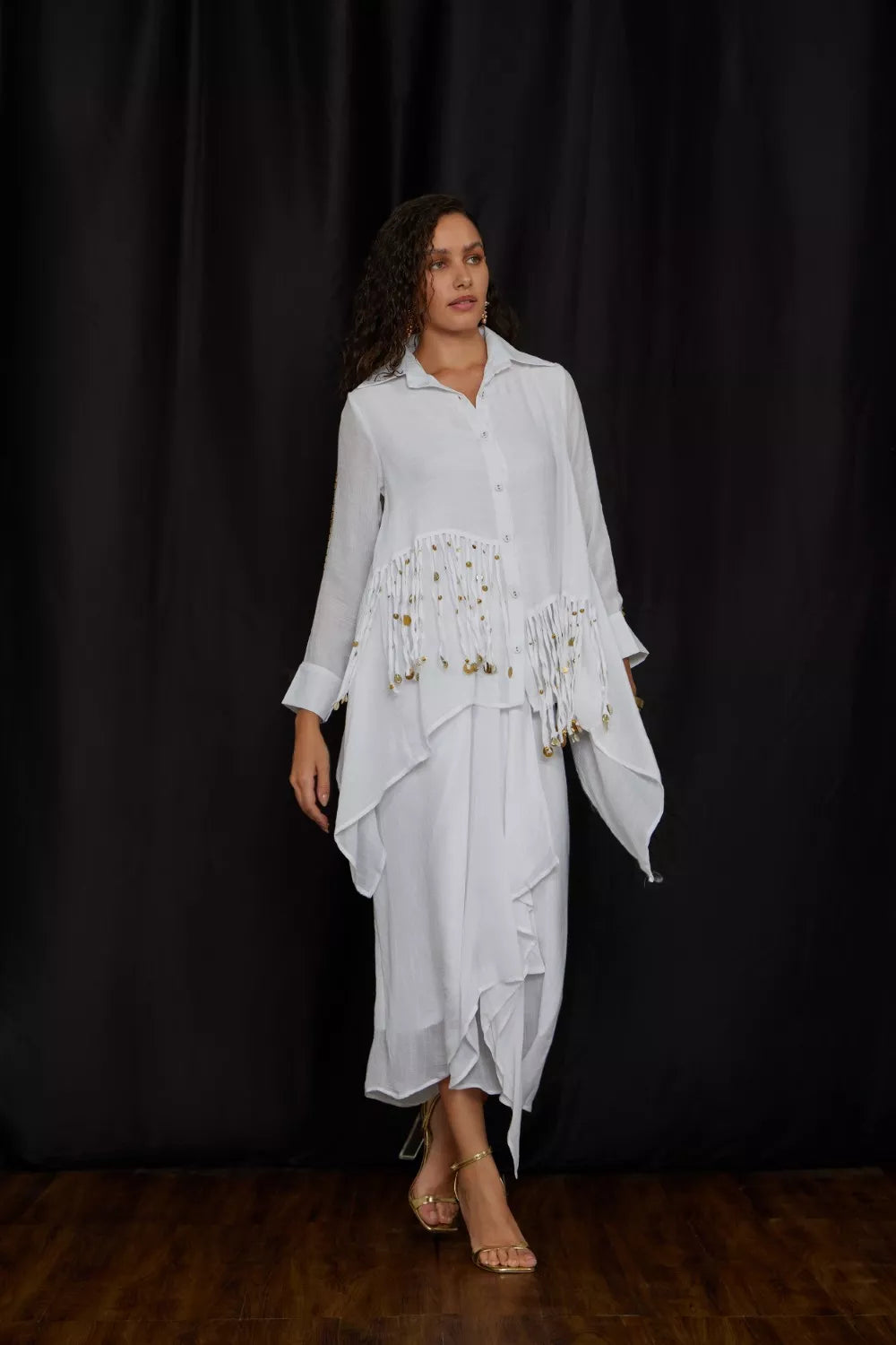 High-Low tying shirt set