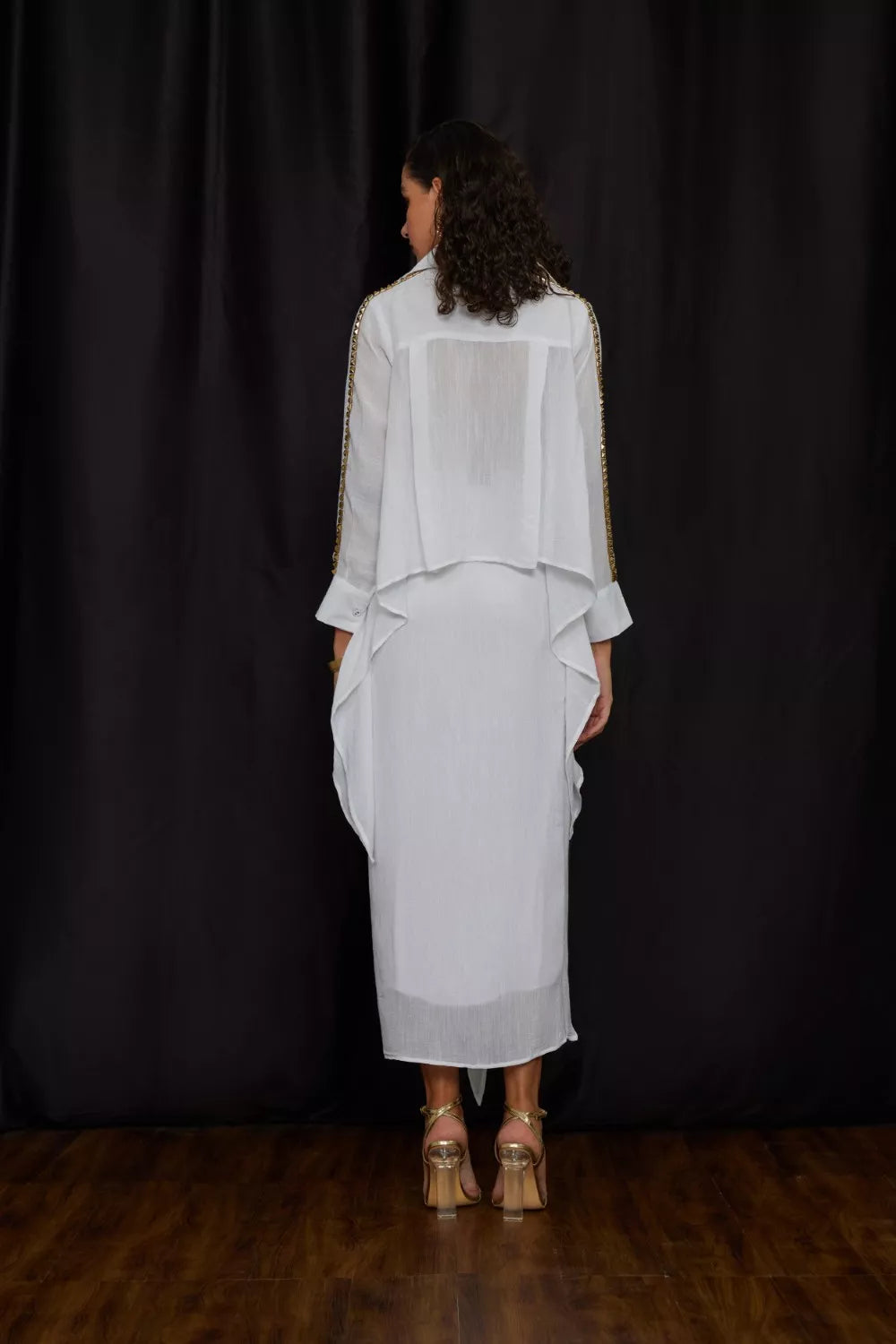 High-Low tying shirt set