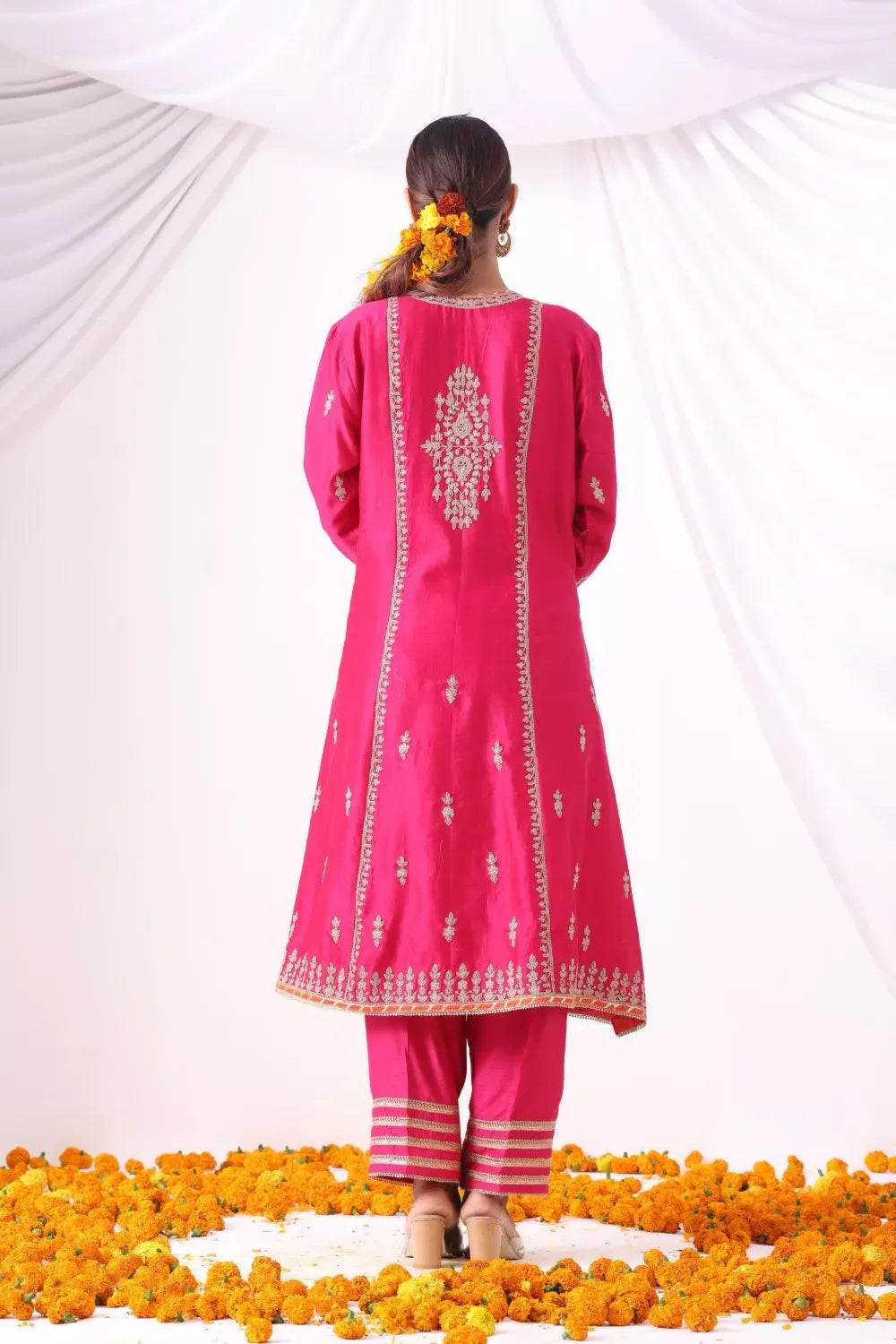 Magenta Long Kalidar Kurta with Palazo
