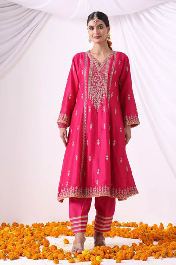 Magenta Long Kalidar Kurta with Palazo