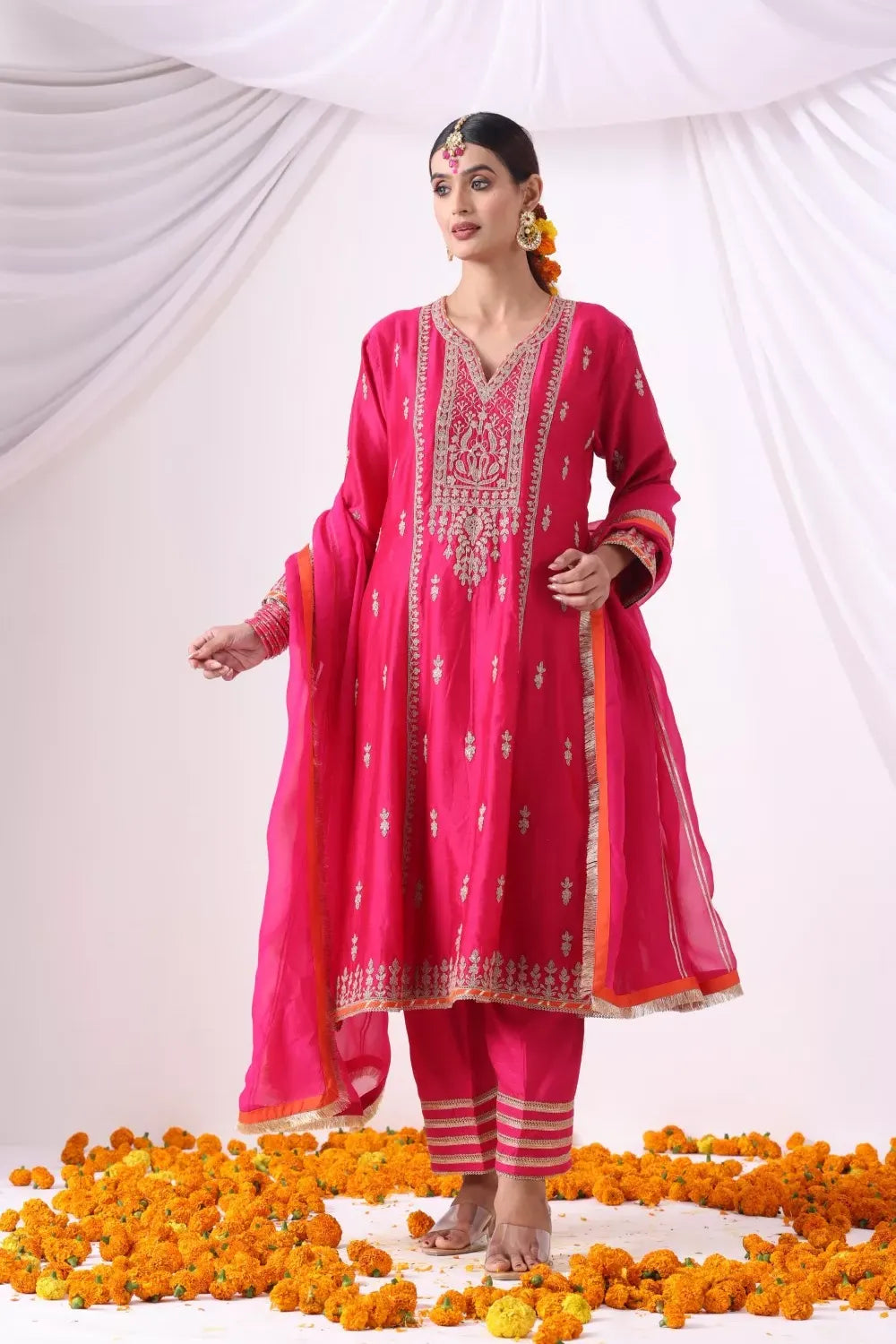 Magenta Long Kalidar Kurta with Palazo