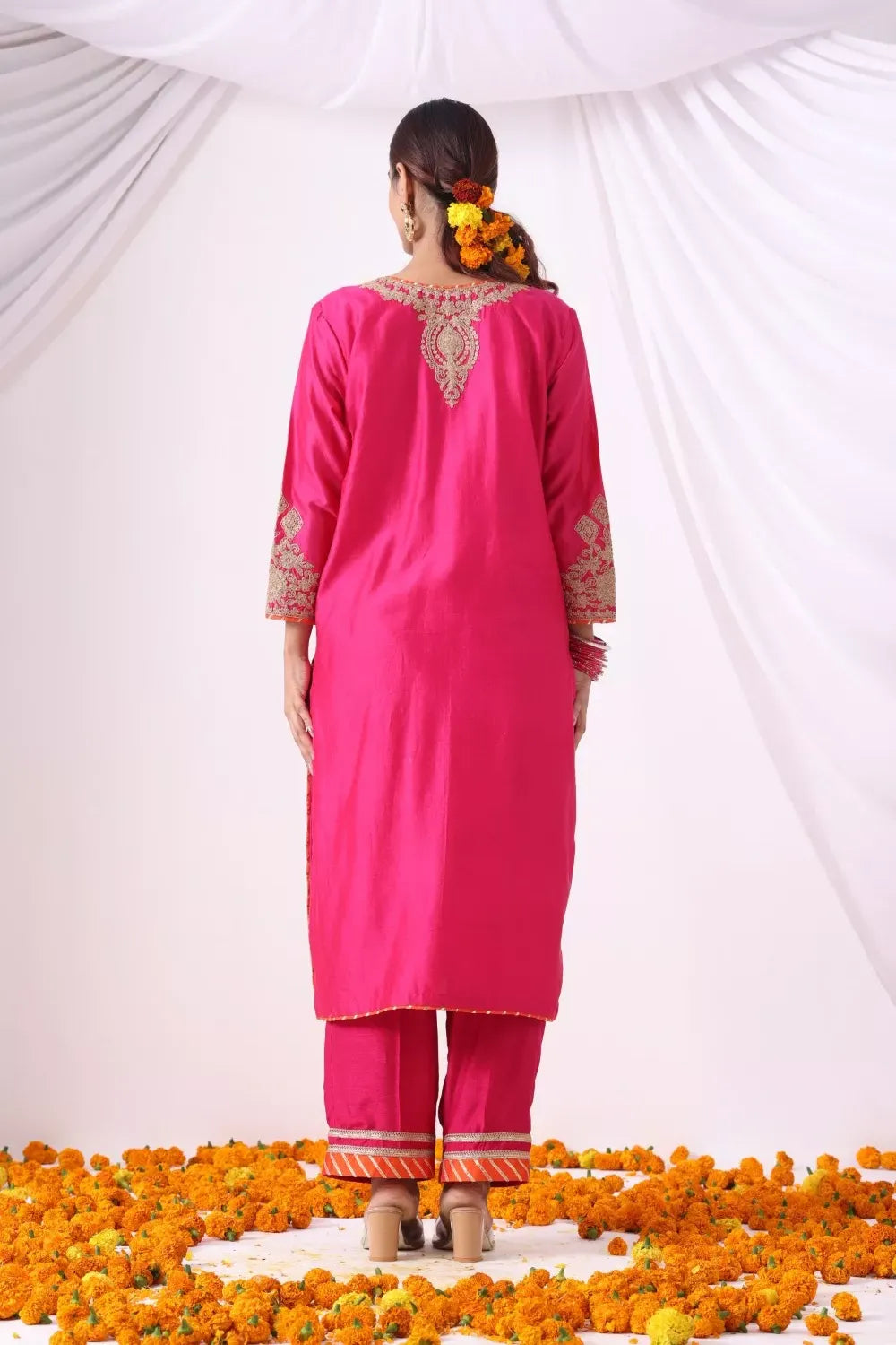 Magenta Long Kurta with Palzo