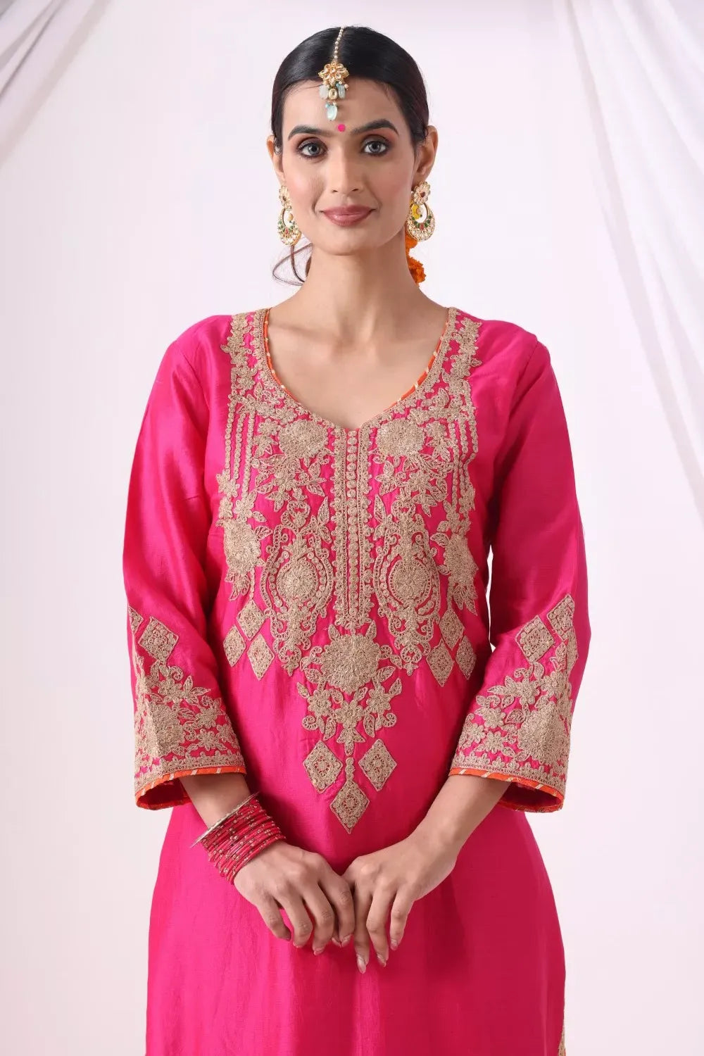 Magenta Long Kurta with Palzo