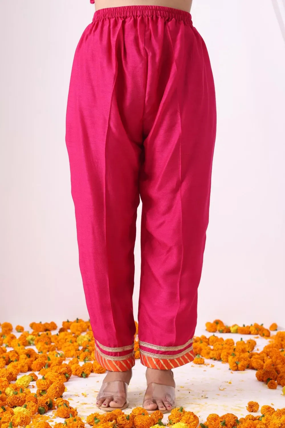 Magenta Long Kurta with Palzo