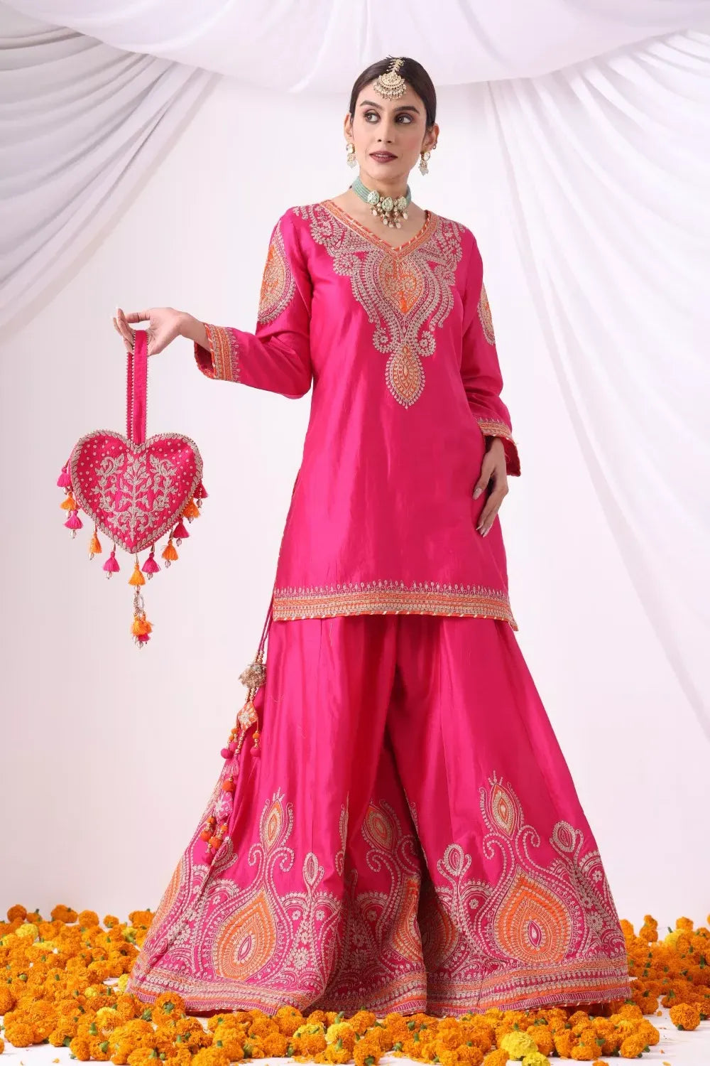 Magenta Sharara with Short Kurti