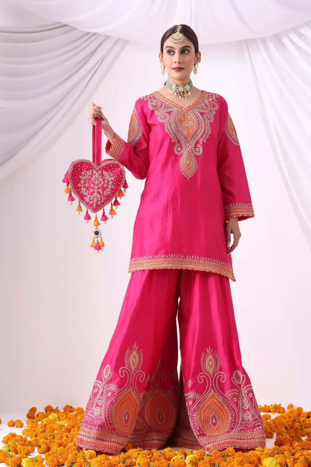 Magenta Sharara with Short Kurti