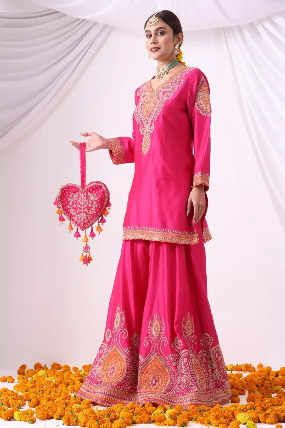 Magenta Sharara with Short Kurti
