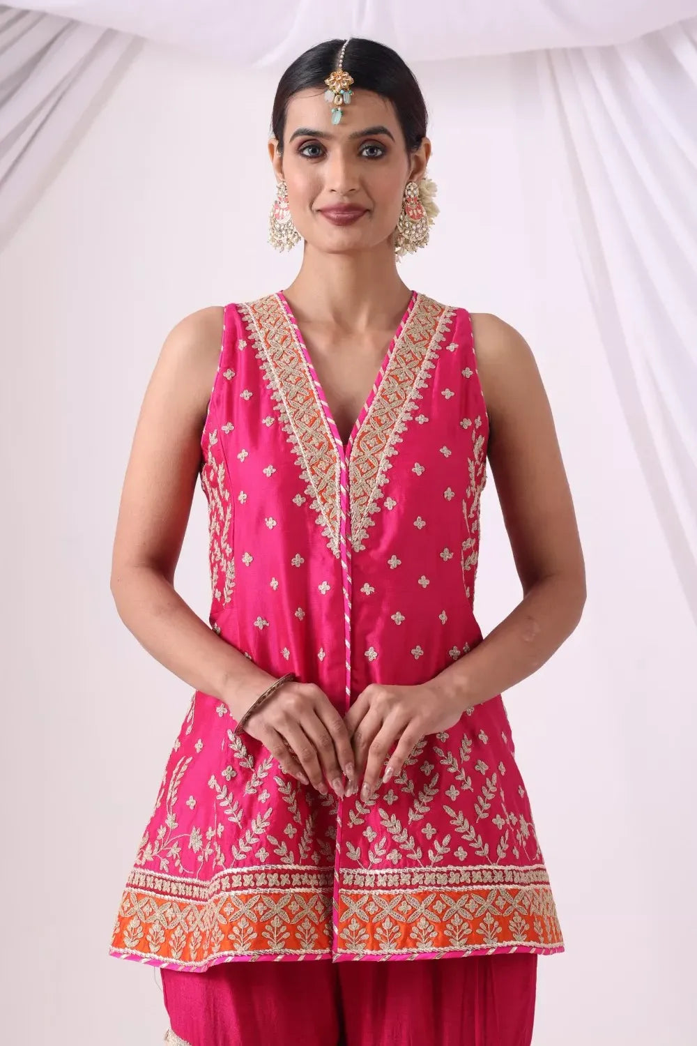 Magenta  Short Jacket with Gharara Set