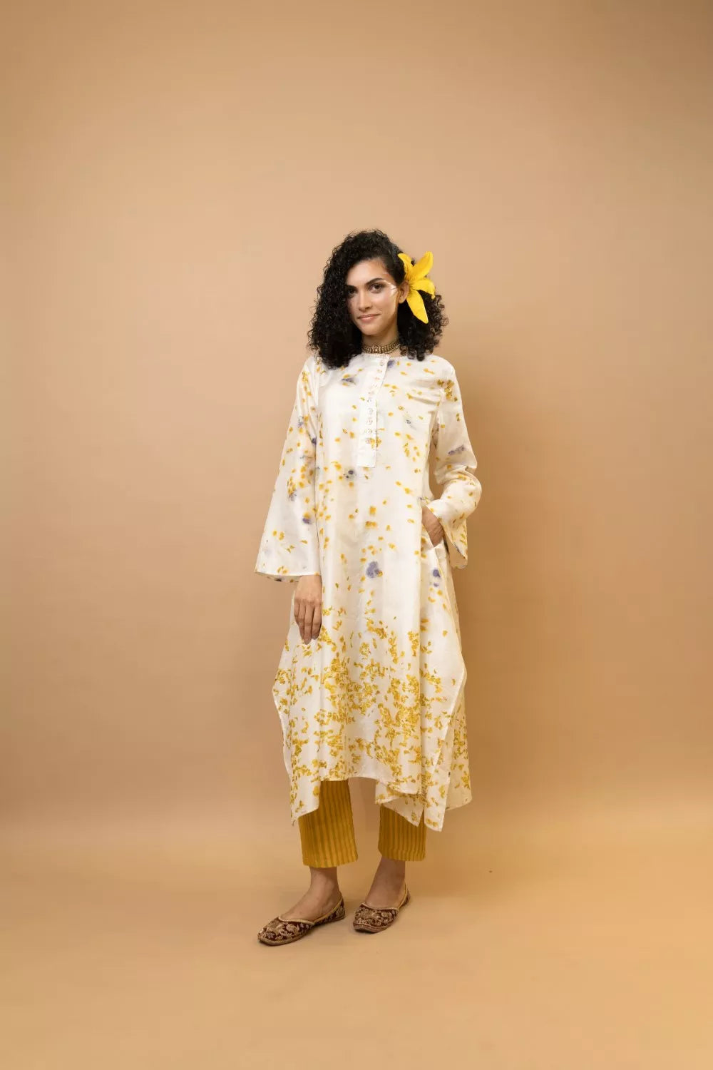 Marigold and rose petals long tunic