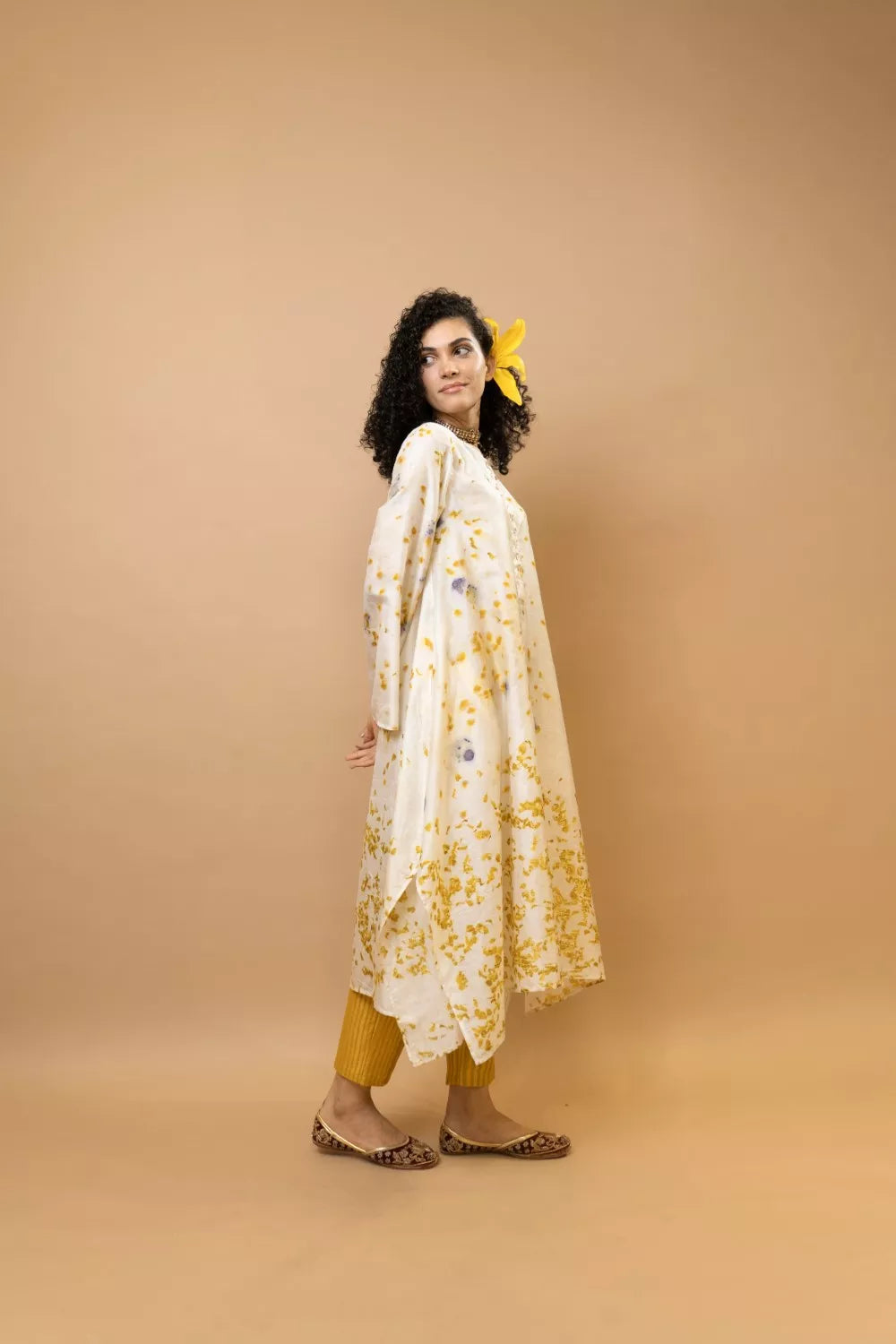 Marigold and rose petals long tunic