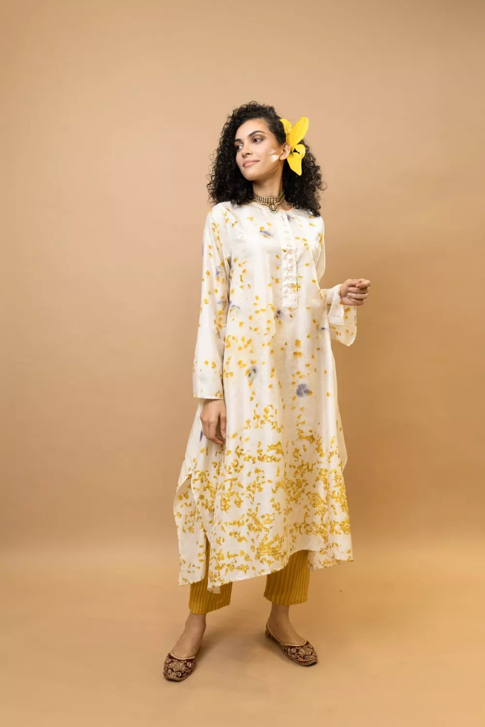 Marigold and rose petals long tunic