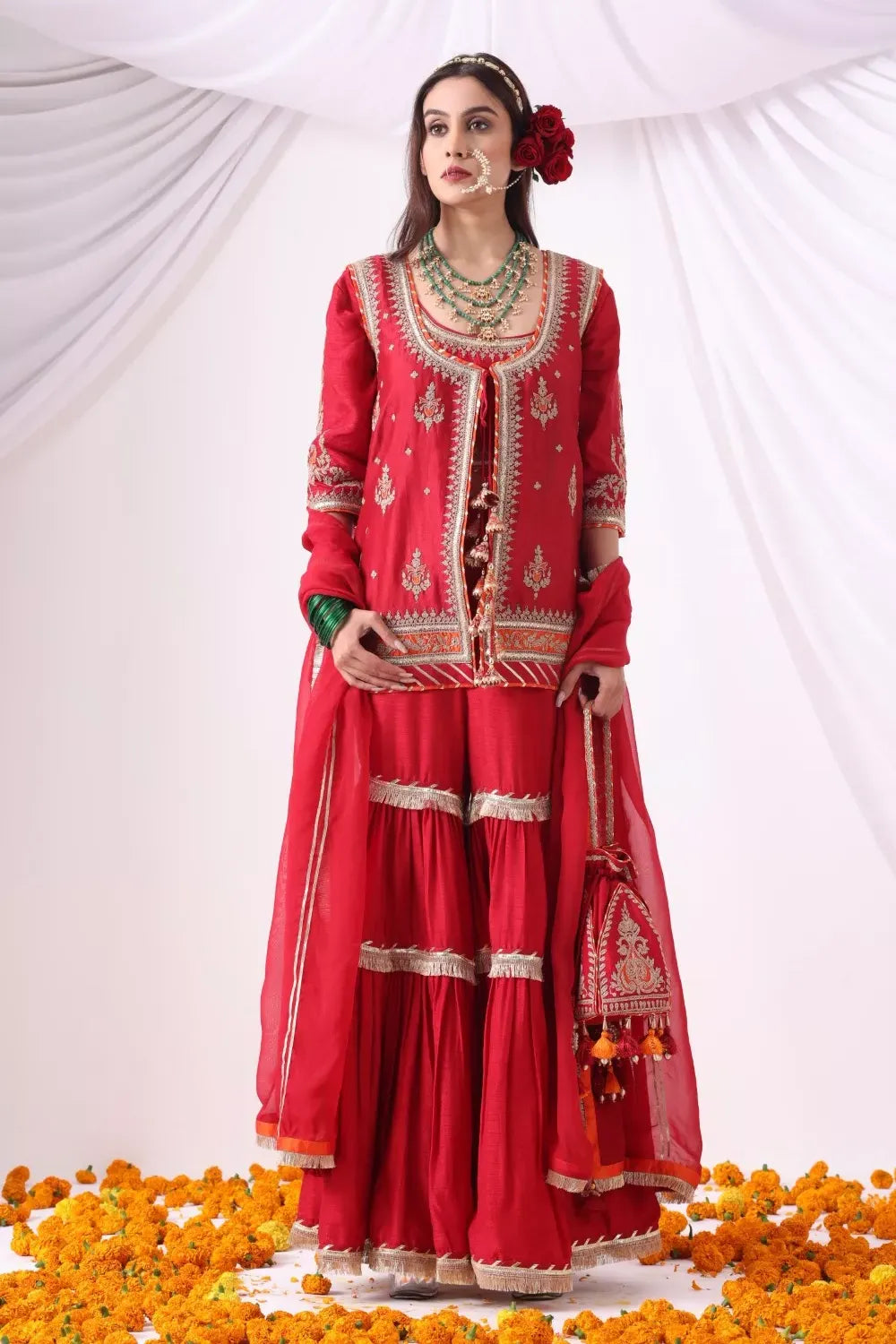 Maroon Jacket with Gharar Set