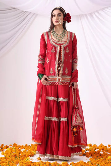 Maroon Jacket with Gharar Set