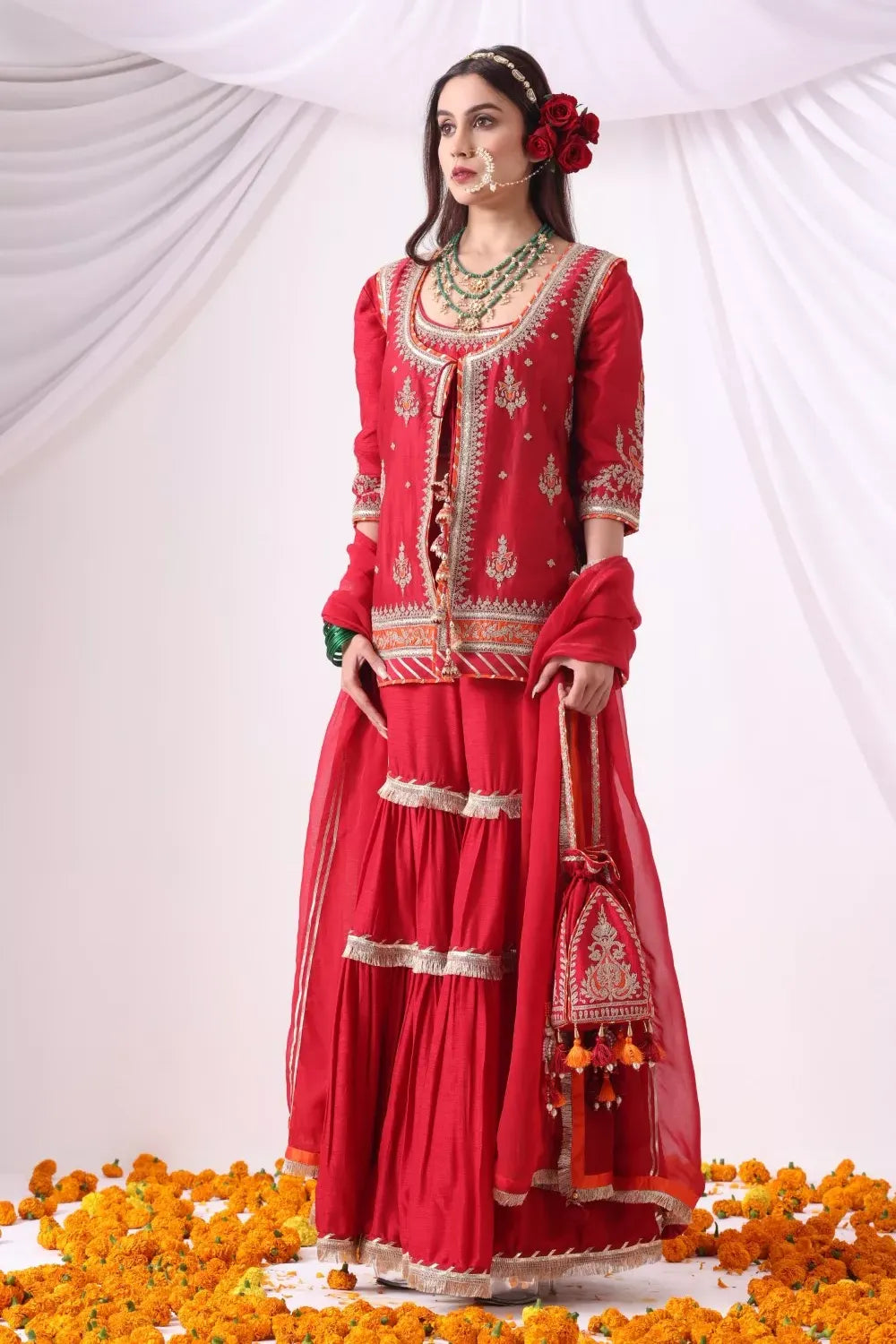 Maroon Jacket with Gharar Set
