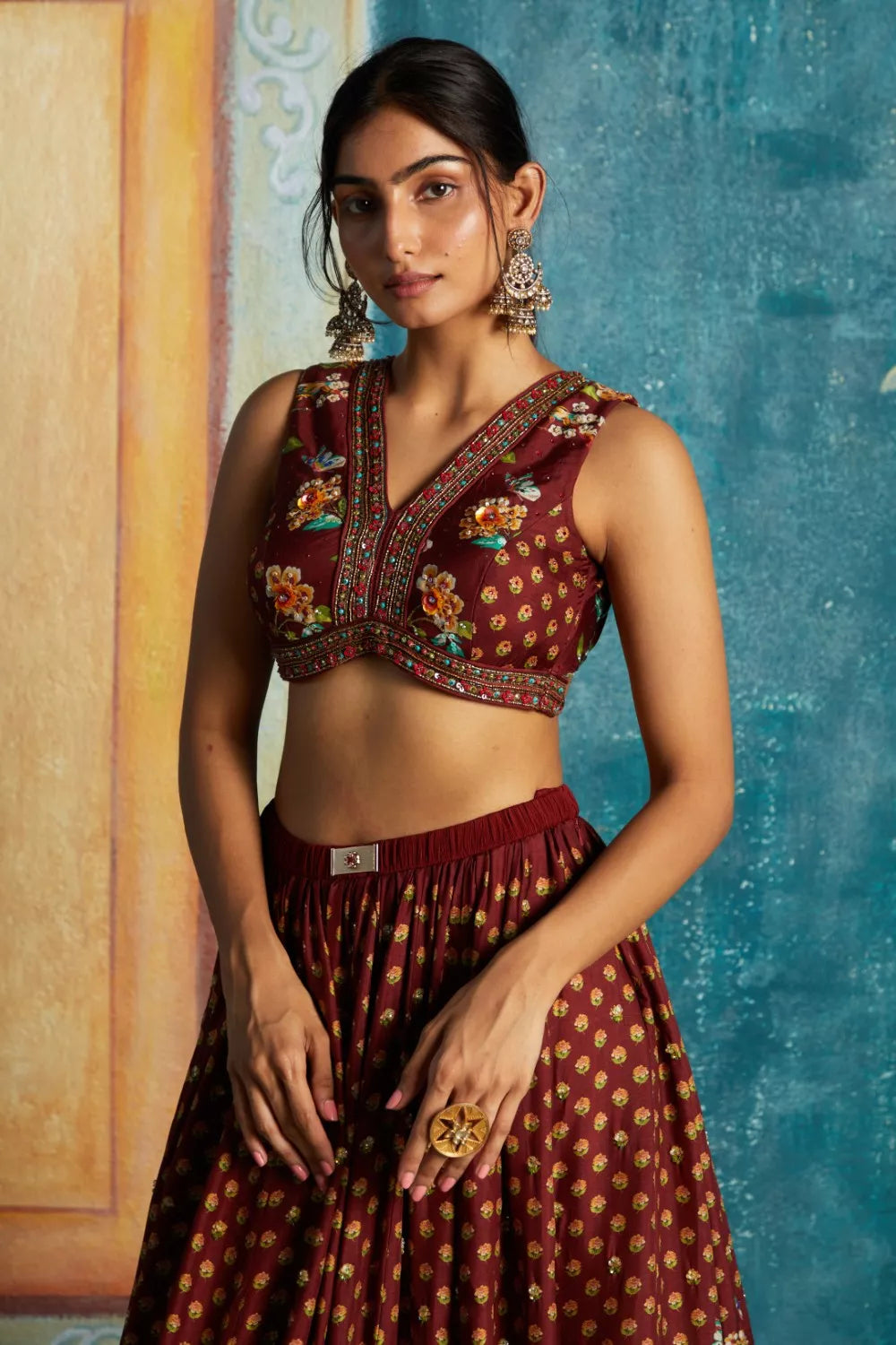 Maroon lehenga Set