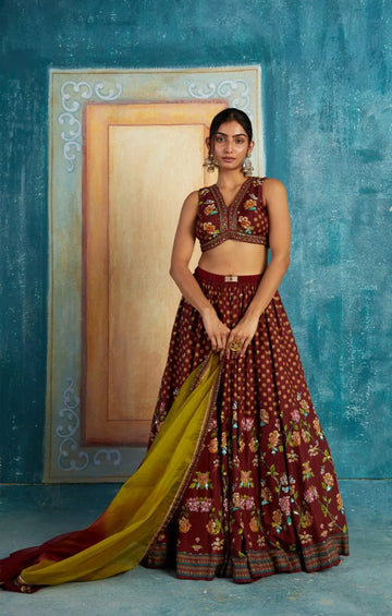 Maroon lehenga Set