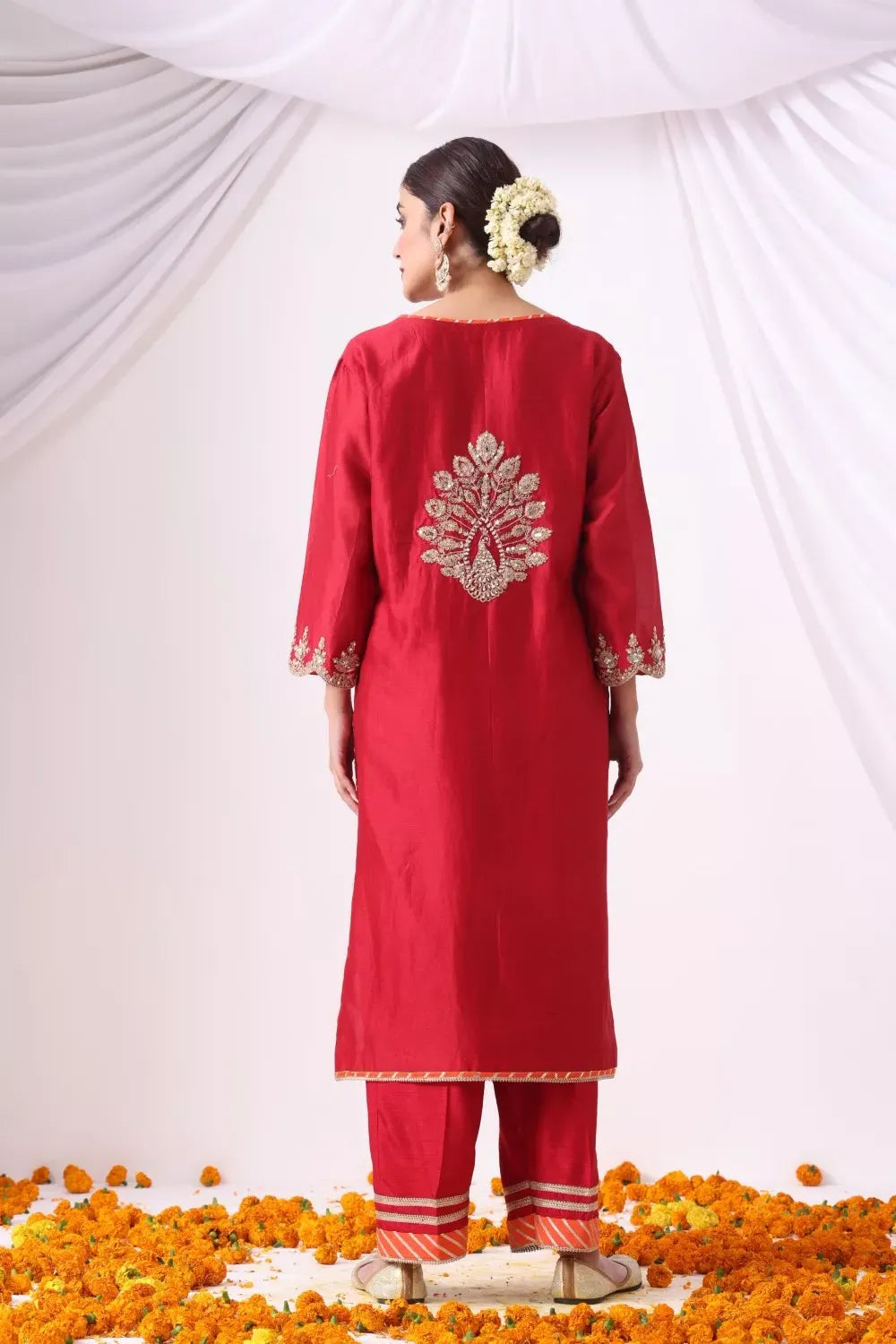 Maroon Long Kurta With Palazo Set