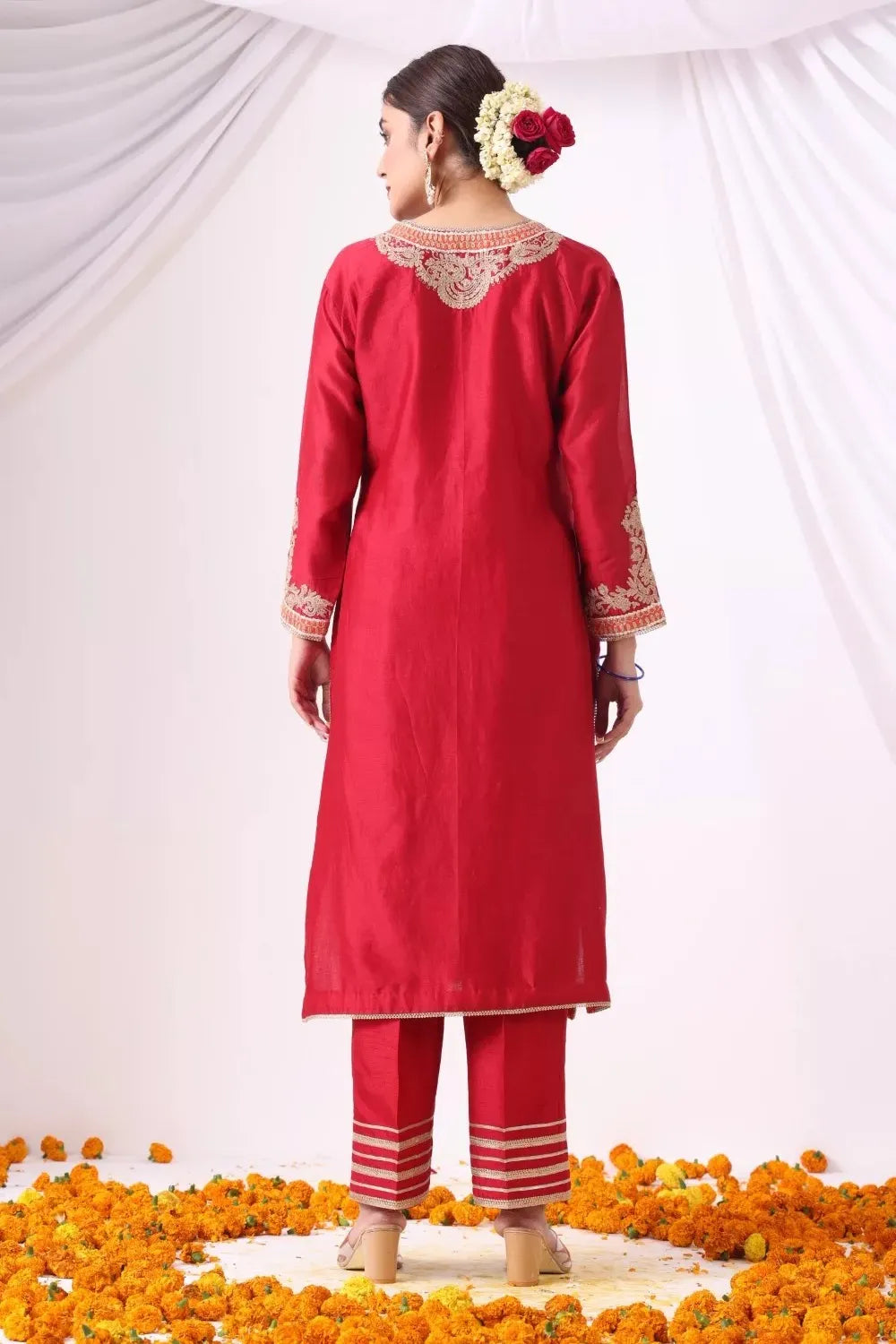 Maroon Long Kurta With Palazo Set