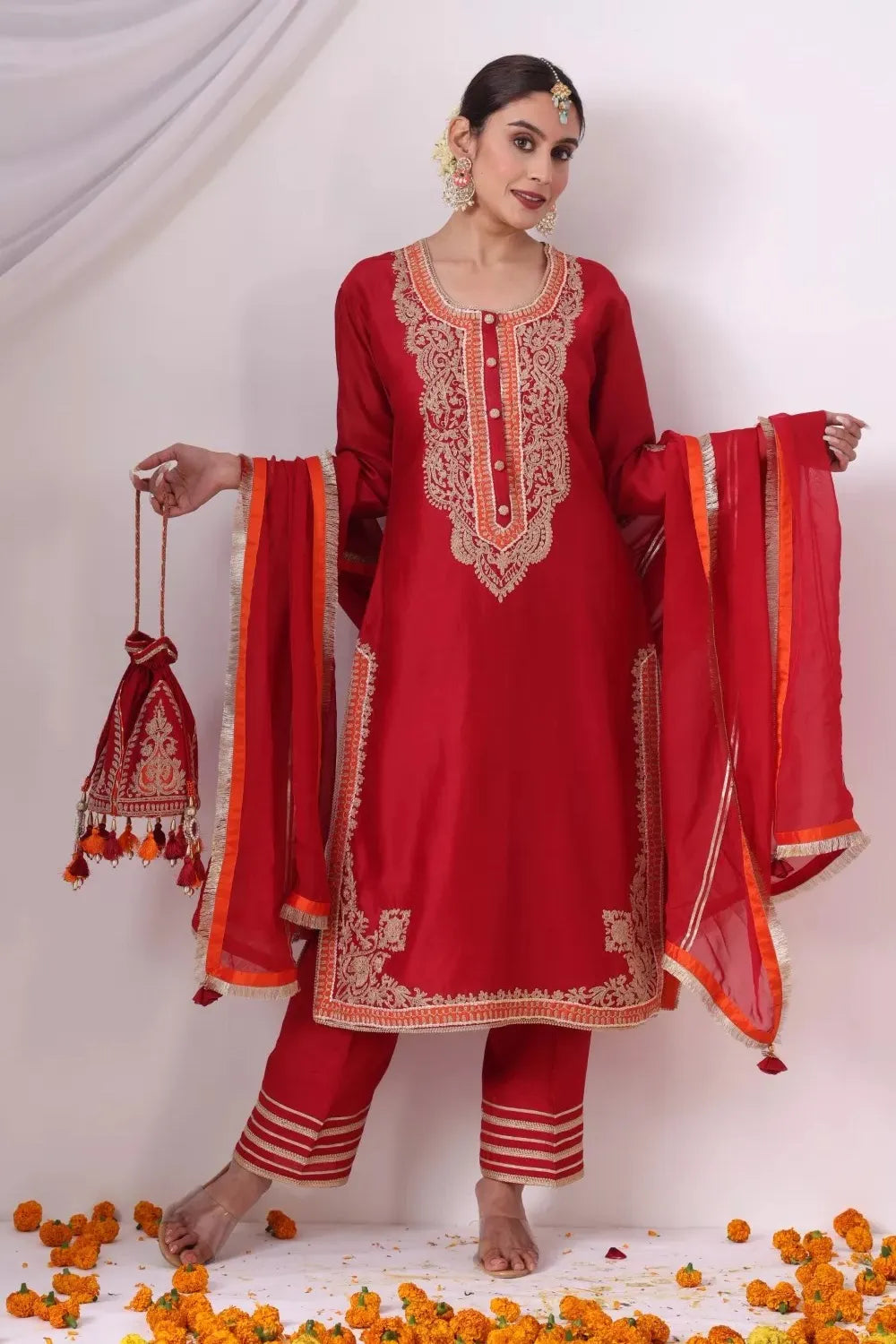 Maroon Long Kurta With Palazo Set